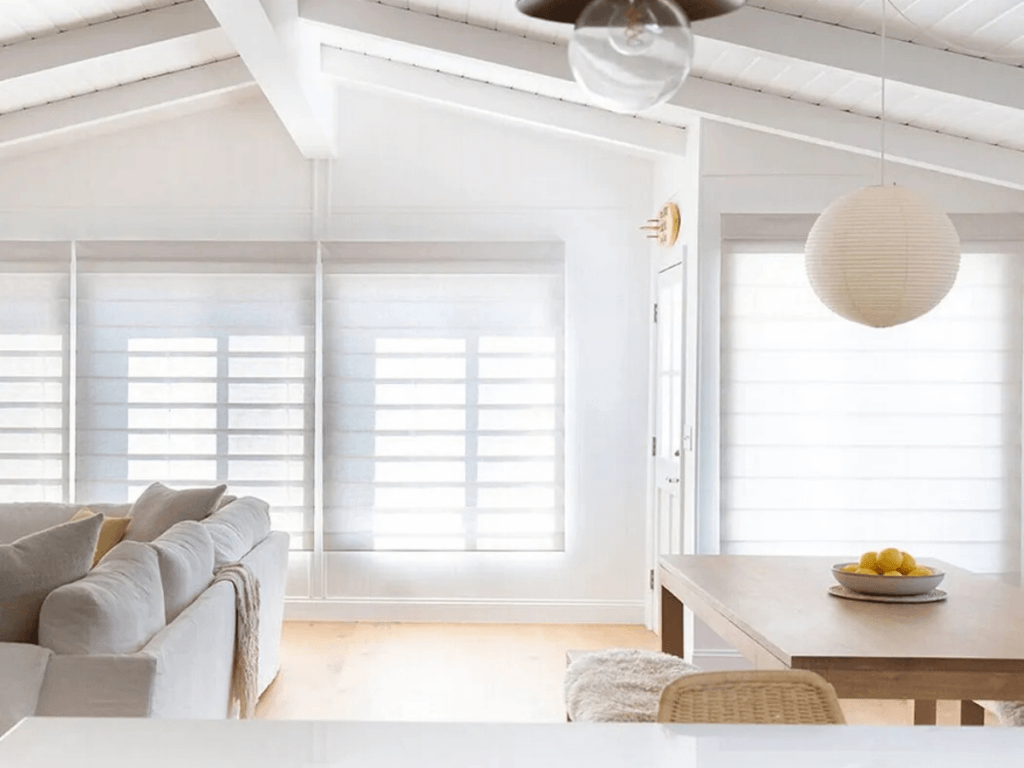 motorized shades in a living room