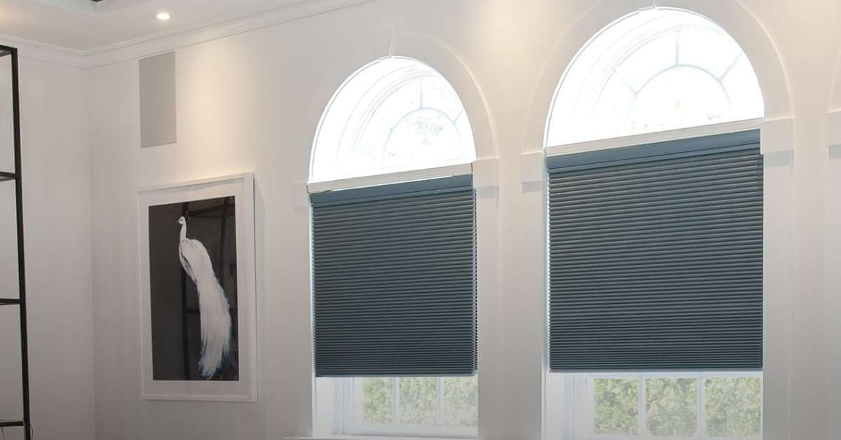 motorized window shades in a room